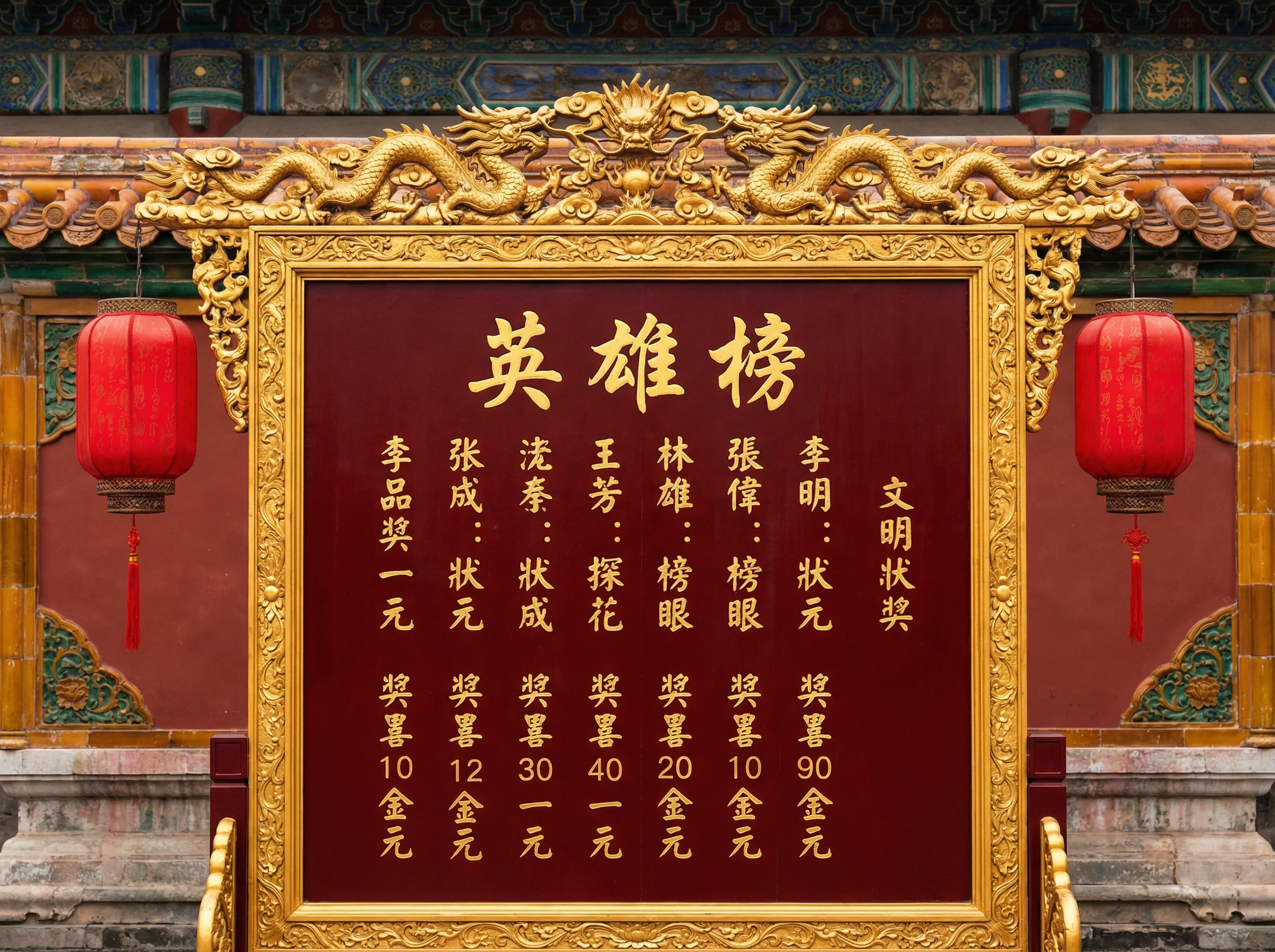 pg娱乐英雄榜中奖喜报红榜金色龙纹